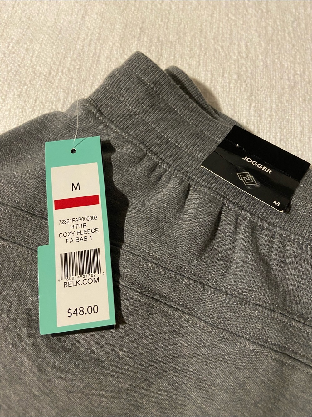 NWT Zelos Everyday Ease Women’s Heather Gray Fleece Drawstring Joggers Medium